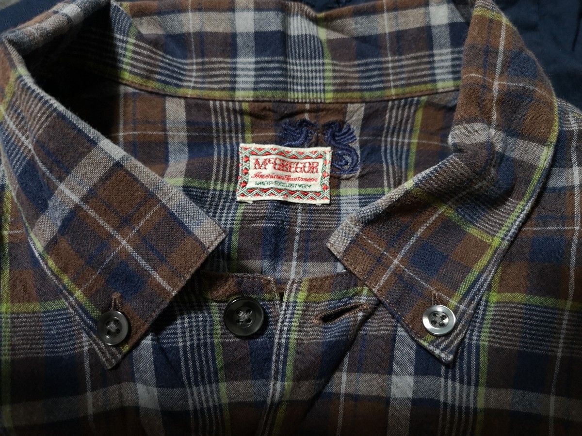 Mc GBEGORマックレガー　レア　生地にロゴ刺繍　メンズ　Mサイズ　 半袖シャツ　 チェックシャツ
