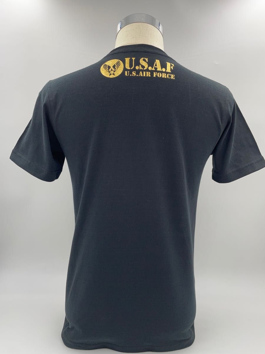 USAF 6.2オンス プレミアム Tシャツ　XLサイズ　ブラック　エンブレム24K純金箔
