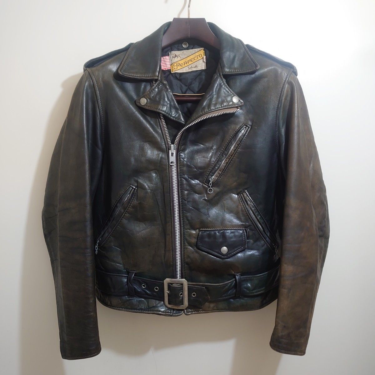 美品 70年代SCHOTT 牛NYCタグ ライダース 茶芯 size40 美品 70年代SCHOTT 牛NYCタグ ライダース 茶芯 size40
