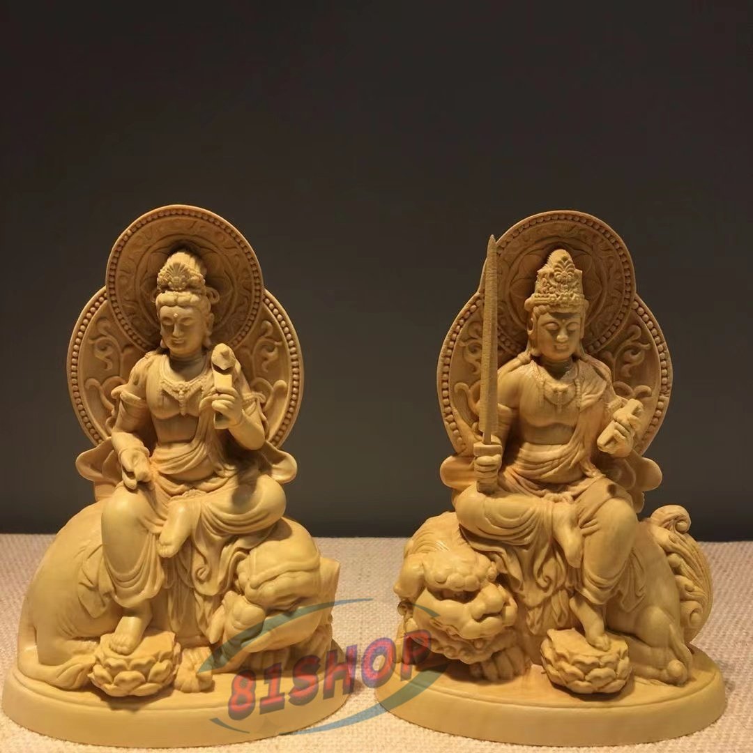 新特別価格版 黄楊木精彫 観音像 坐像 仏像 木彫仏教工芸品置物 - 美術品