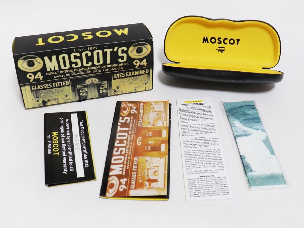 新品未使用☆ MOSCOT モスコット LEMTOSH レムトッシュ ウェリントン眼鏡 メガネ クリスタルクリア G15サングラス