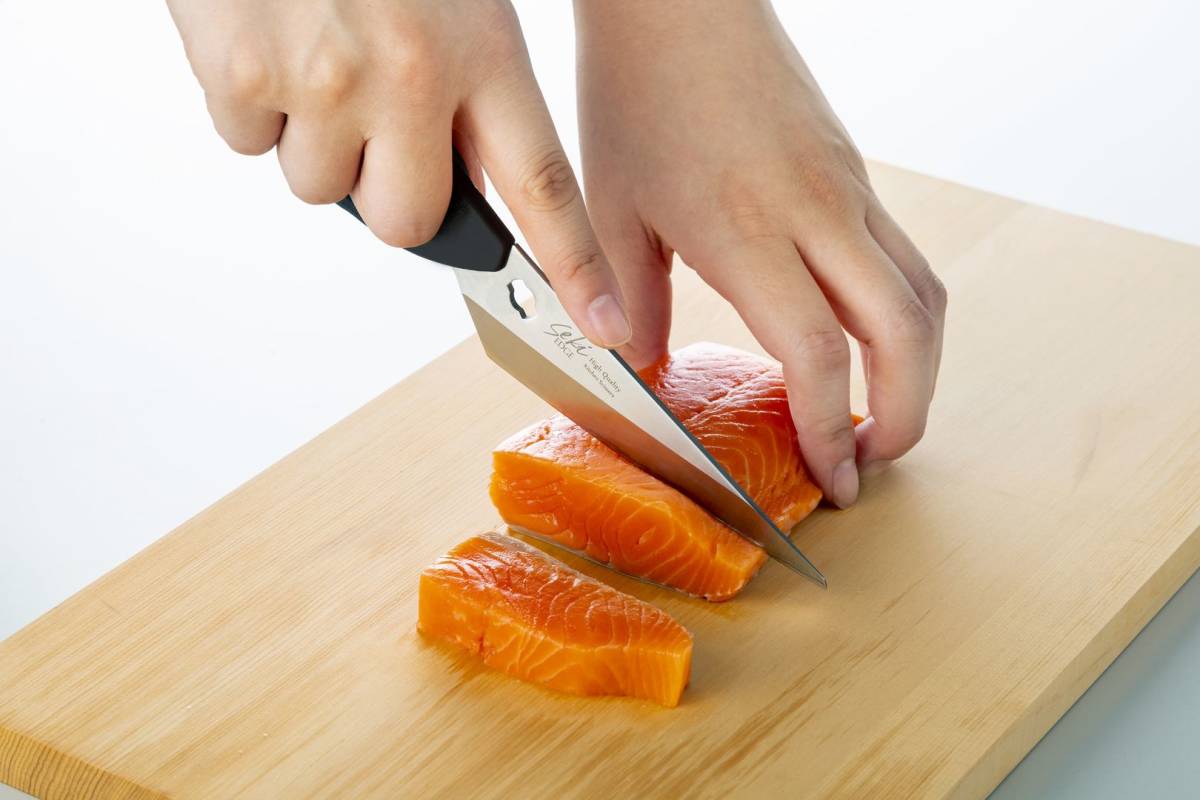 はさみ ナイフとしても使えるキッチンはさみ 全長約205mm 黒 グリーンベル 関の刃物 食洗機対応 ペティナイフ 片刃 アウトドア 魚釣 日本製