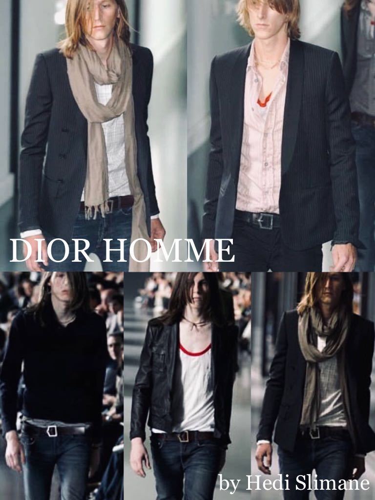 正規 DIOR HOMME『D』buckle black×silver made in Italy ディオールオム Dバックル レザーベルトカラー ブラック by Hedi Slimane★