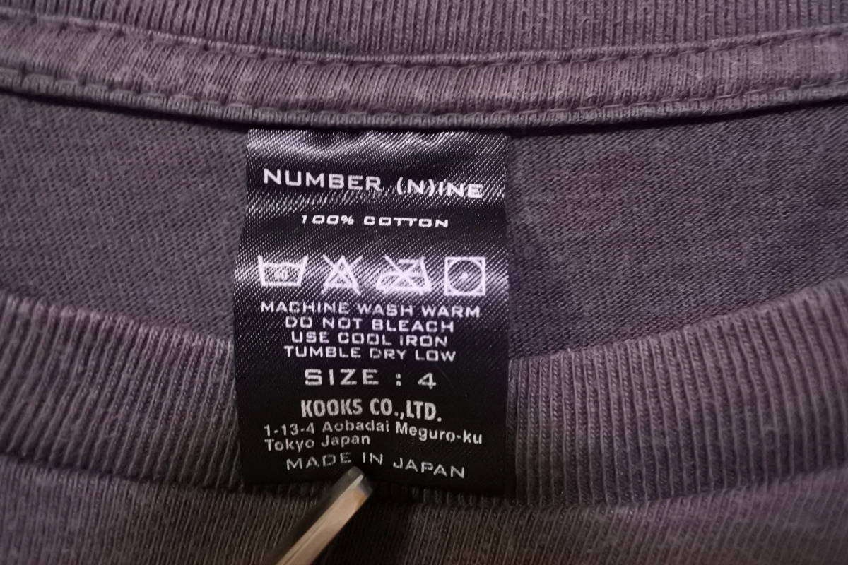 Number Nine Tee size 4 ナンバーナイン Tシャツ 無地 チャコールグレー 日本製_画像4