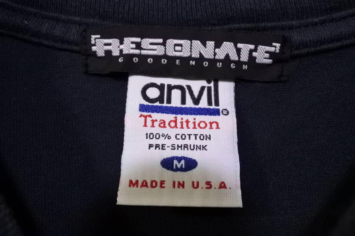 00's RESONATE GOODENOUGH anvil Tee size M USA製 リゾネイトグッドイナフ Tシャツ ブラック_画像4