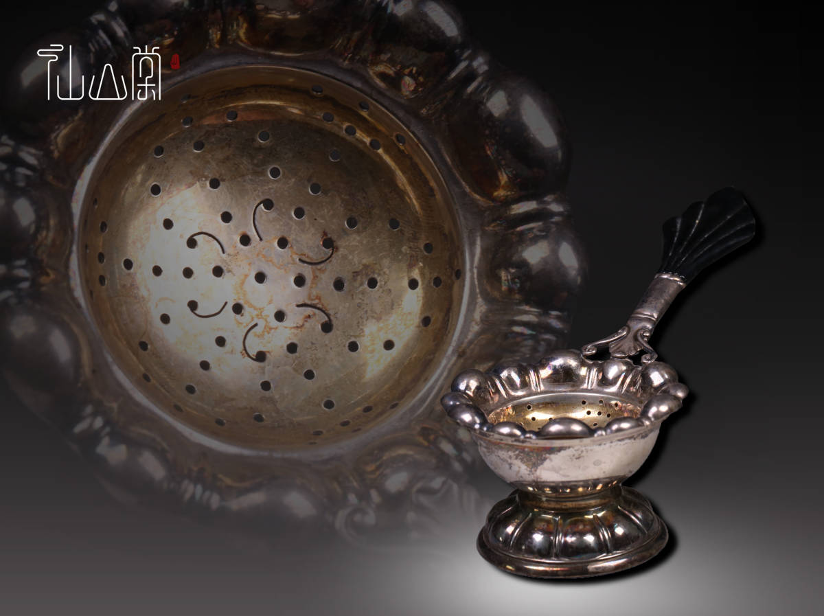  原文:【1802LCY230002】西洋回流 貴重 純銀製 細工 ティーストレーナー 茶こし 茶器 茶道具 置物 美品