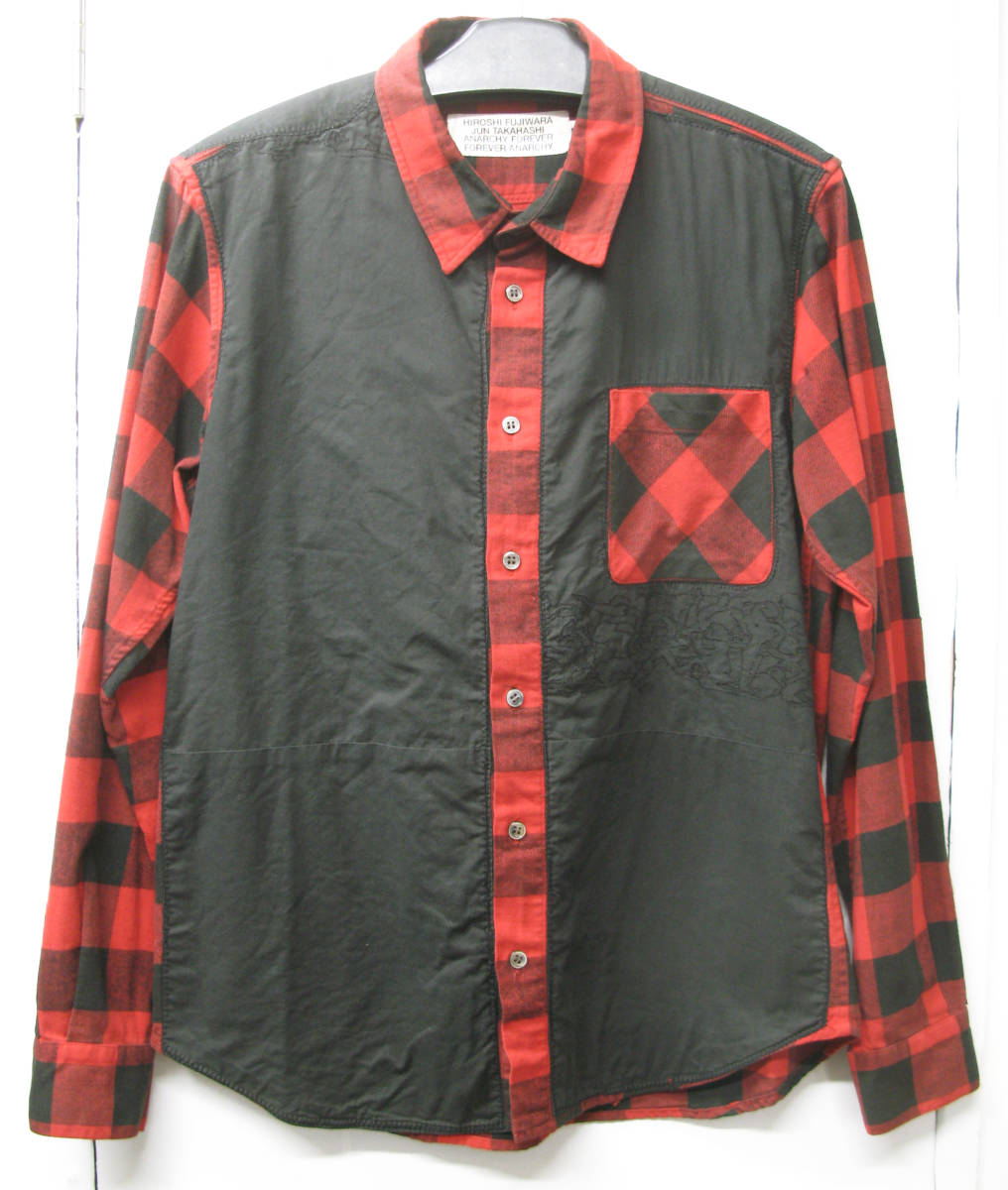 AFFA 切替 ネルシャツ 黒赤 （ アンダーカバー アーカイブ 高橋盾 藤原ヒロシ AFFA Undercover Vintage flannel shirt Black Red M