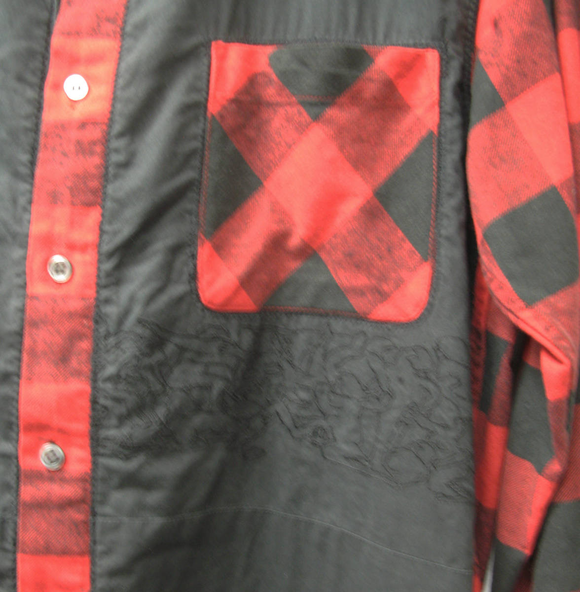 AFFA 切替 ネルシャツ 黒赤 （ アンダーカバー アーカイブ 高橋盾 藤原ヒロシ AFFA Undercover Vintage flannel shirt Black Red M_画像3