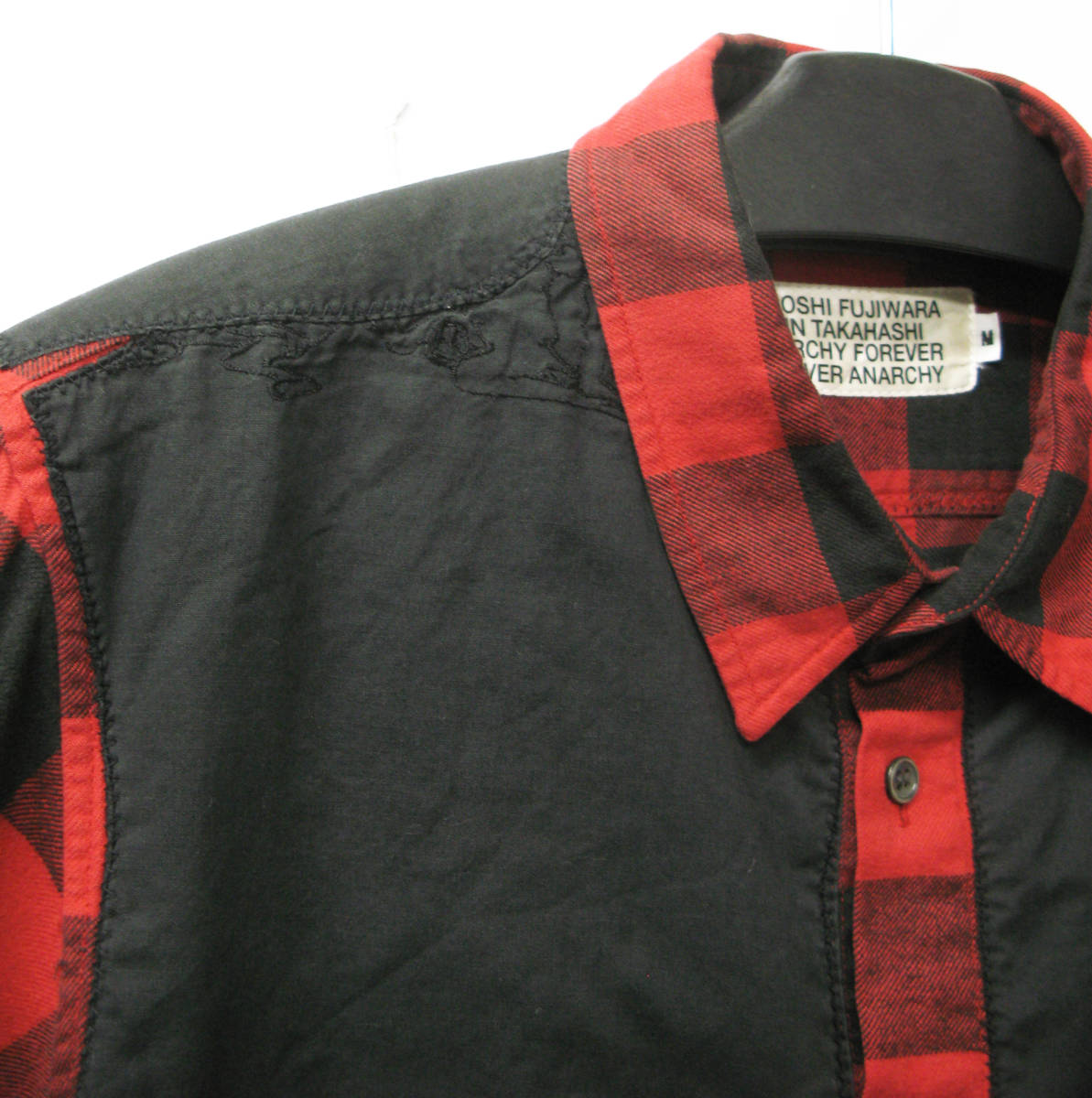 AFFA 切替 ネルシャツ 黒赤 （ アンダーカバー アーカイブ 高橋盾 藤原ヒロシ AFFA Undercover Vintage flannel shirt Black Red M_画像2