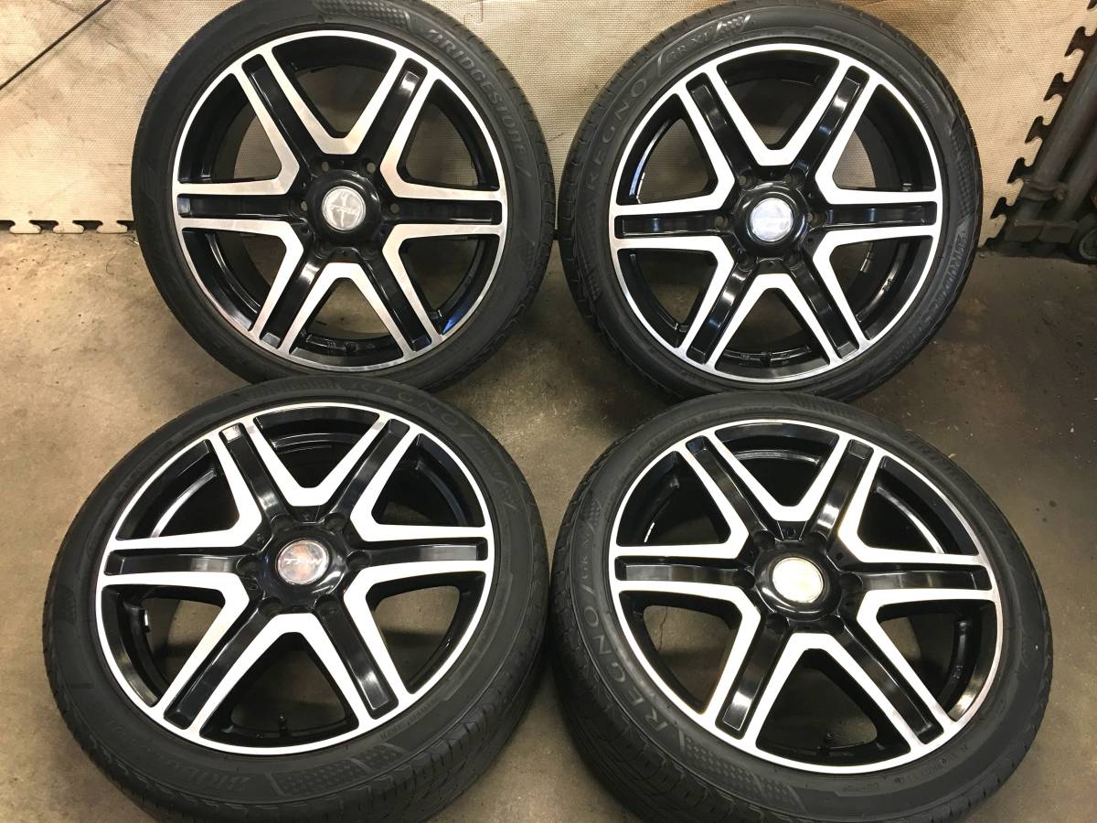 【200系ハイエース】TAW 18×8JJ+38 PCD139.7 6Hアルミホイール＆溝有235/40R18ブリヂストン REGNOタイヤ ４本_画像1