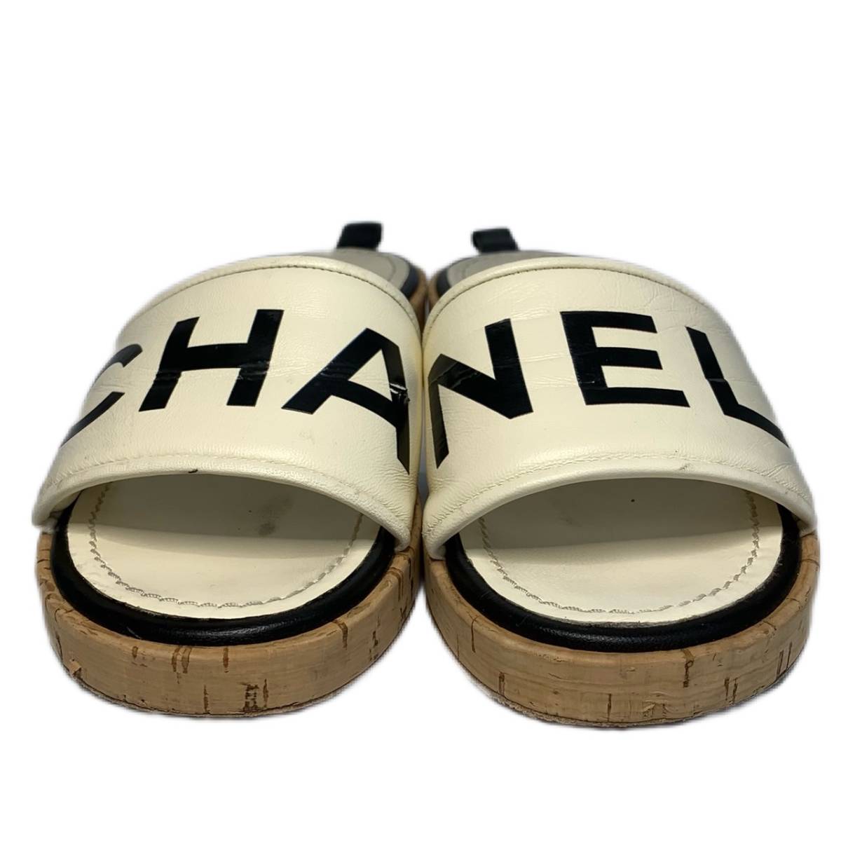 CHANEL シャネル ロゴ サンダル ミュール コルク レディース 38C
