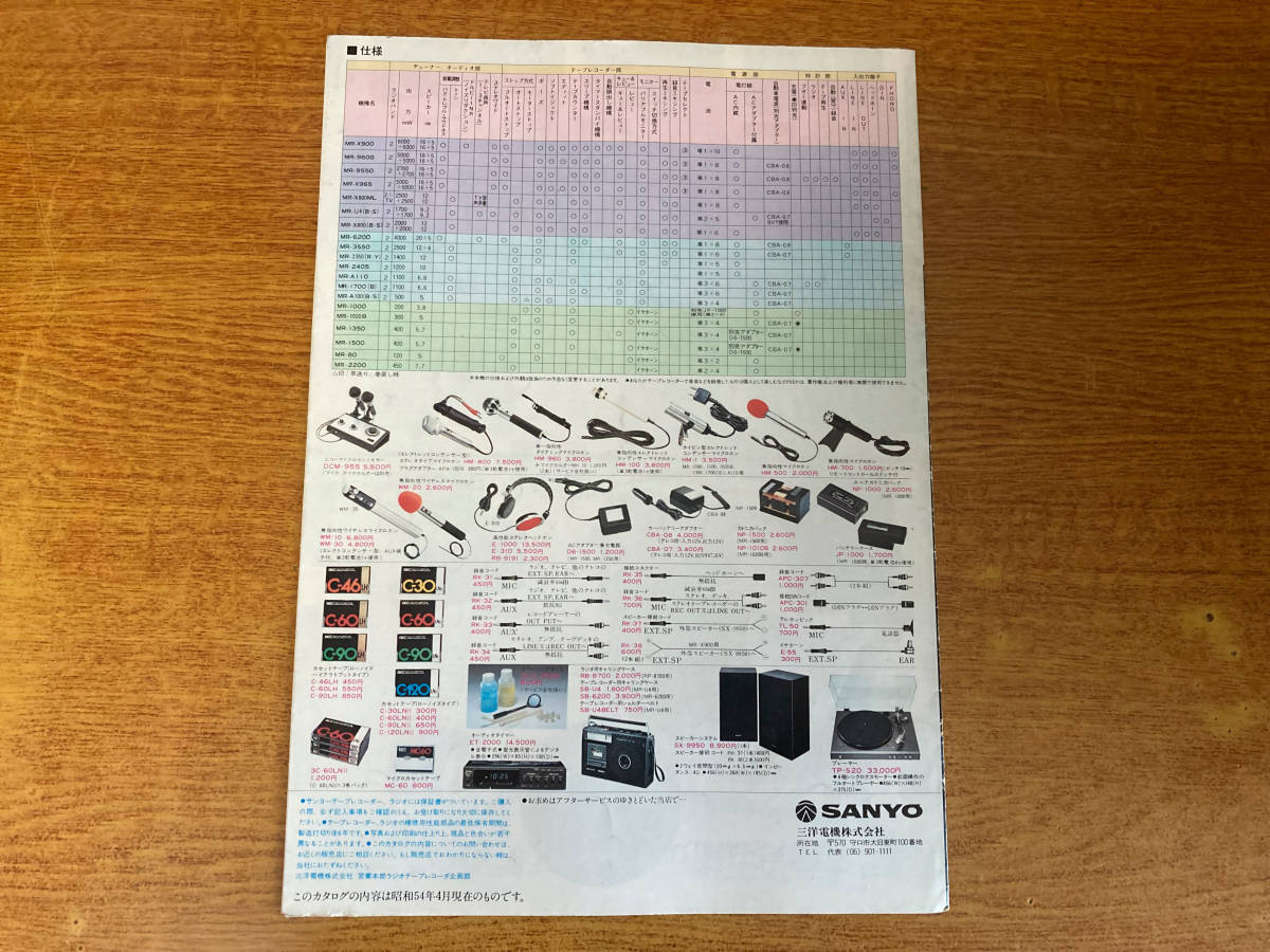 カタログ サンヨー カセットレコーダー＆ラジオ REC&PULSAR 総合カタログ 1979年■SANYO■ 177の画像2