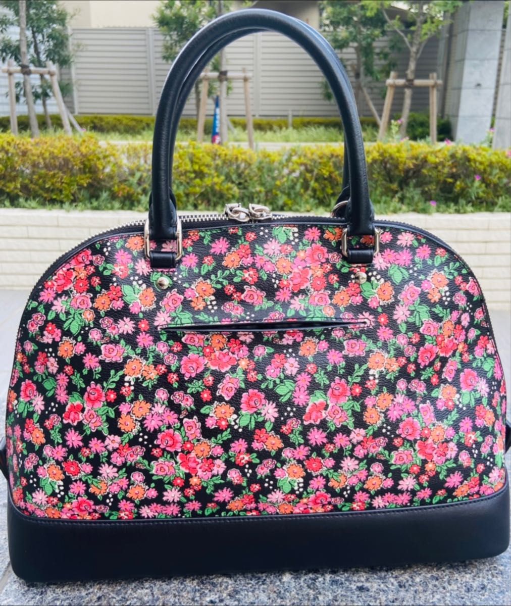 美品　サッチェル　COACH コーチ　ハンドバッグ　フラワー　花柄　ミニシエラ　ショルダーバッグ　肩がけ可能　レディース