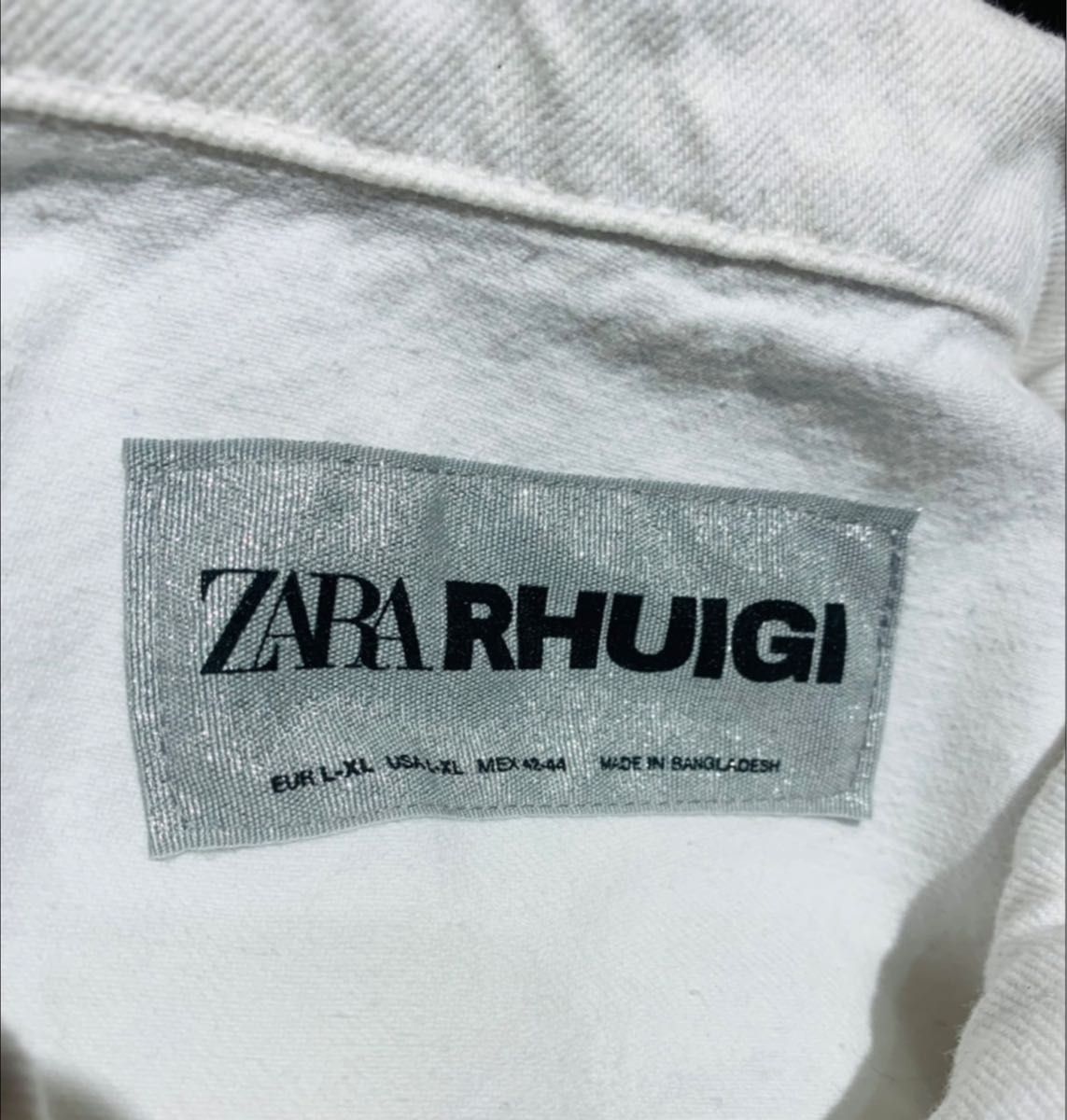 RHUコラボ●ZARA×RHUIGI●Gジャン●オーバーサイズ●コットンシャツ●メンズ　レディース●ザラ●ホワイト●ジャケット●