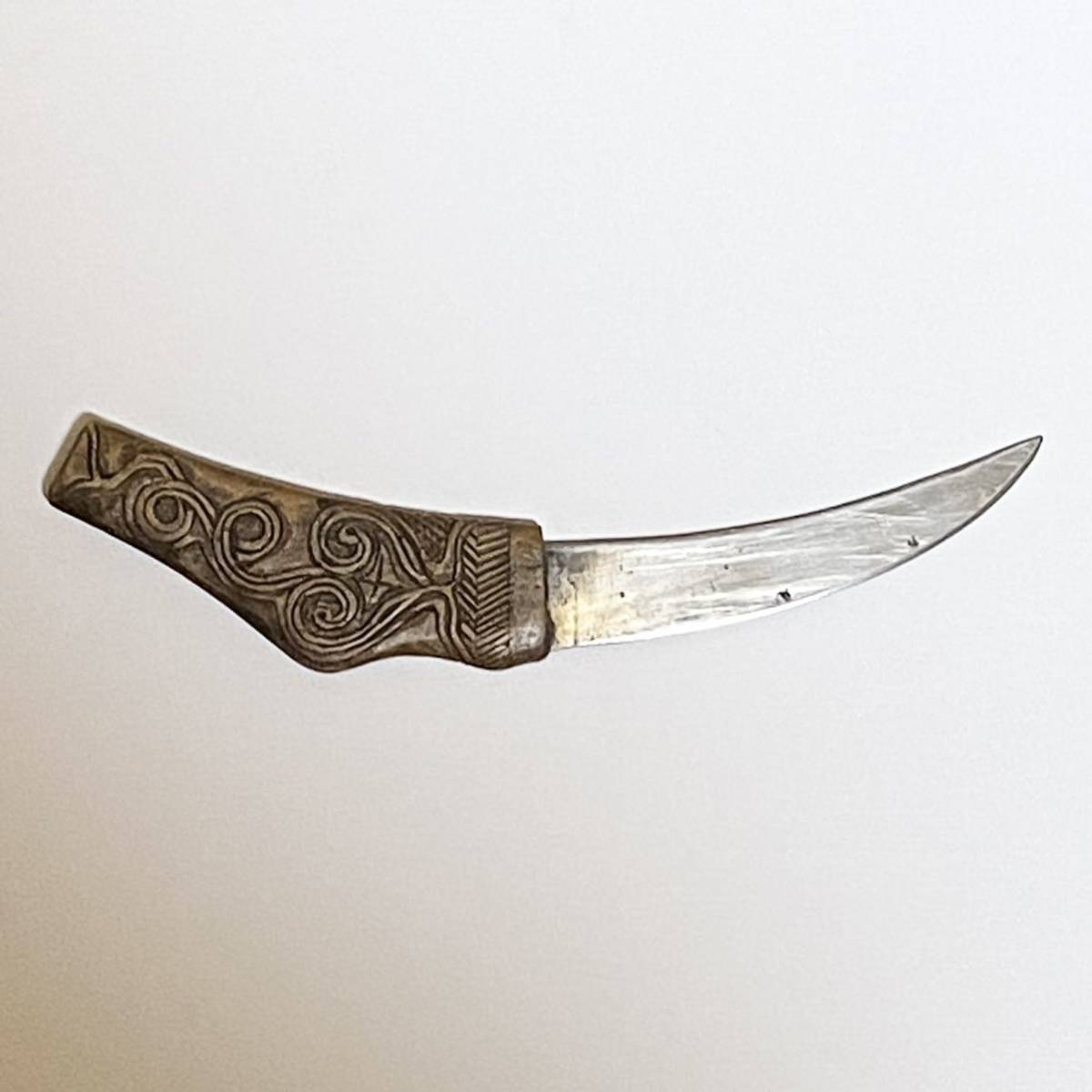 アイヌ民族　マキリ　木彫　蝦夷拵　細密彫刻　民族美術　狩猟刀　ナイフ　時代　コレクター収蔵品　b2_画像9