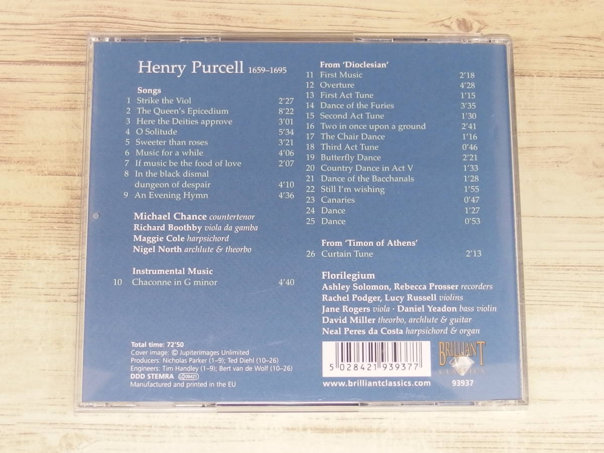 CD / Purcell: Songs・Instrumental Music / Michael Chance /【J27】/ 中古_画像2