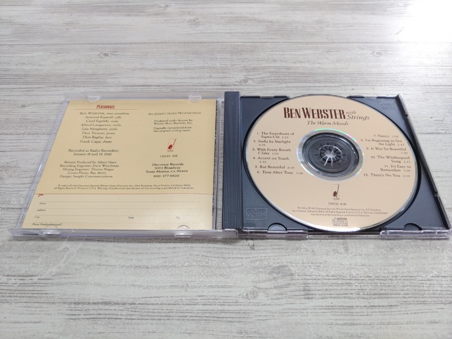 CD / THE WARM MOODS / BEN WEBSTER　ベン・ウェブスター /『H3』/ 中古_画像4