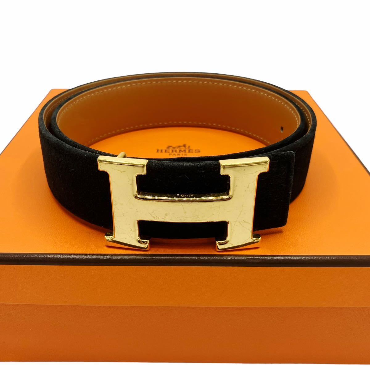 美品】エルメス HERMES コンスタンス 70 スエード × レザー H ベルト