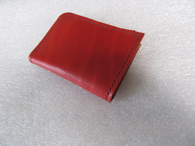 総手縫い　　RED系　　Ｌ型　コンパクト財布　・ウォレット_画像2