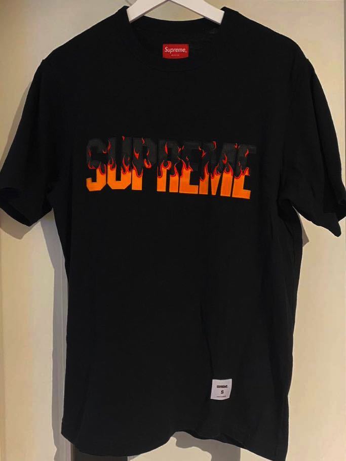 supreme tシャツ ファイヤー 刺繍 Sサイズ