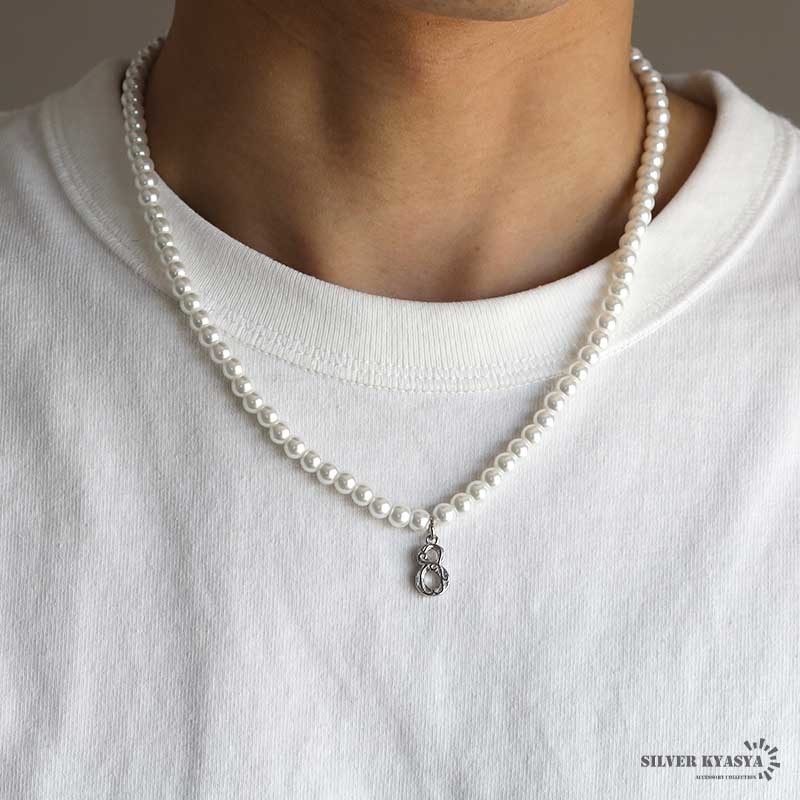 ナンバーネックレス パールネックレス シルバー 数字ネックレス 真珠 ハワイアンネックレス (9、50cm)_画像8