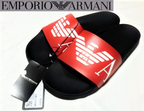 ☆新品!! EMPORIO ARMANI リッチでお洒落!!存在感抜群☆X4PS06 ちょいワル大人の今ドキ!!格上げ☆お目立ち♪EAイーグルロゴサンダル ＜43＞