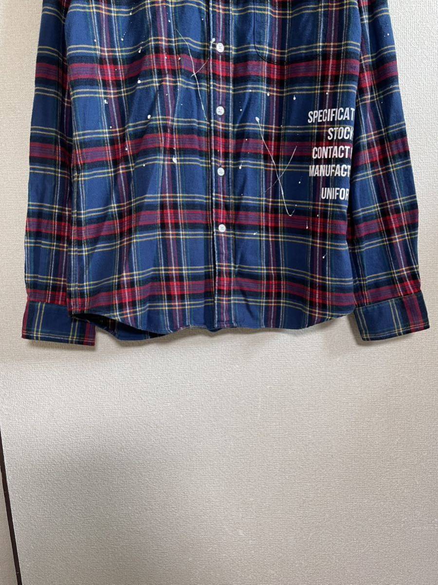 【良品】 uniform experiment UE ユニフォームエクスペリメント SOPHNET ソフ FLANNEL CHECK DRIPPING B.D SHIRT チェックシャツ 長袖_画像6