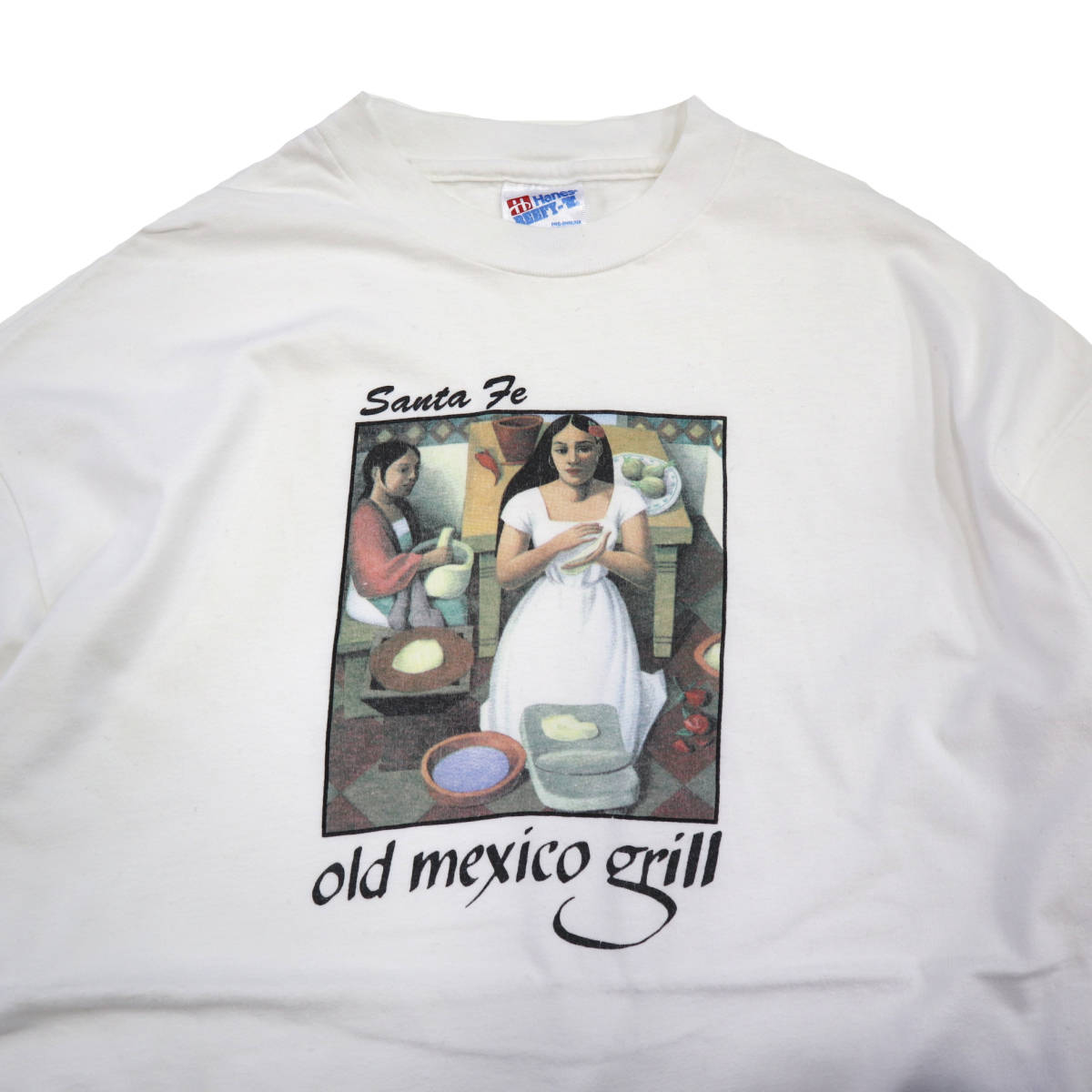 ビンテージ ～90s hanes プリント Tシャツ XL USA製 フォト アート art ヘインズ vintage tee 企業物 アメリカ メキシコ