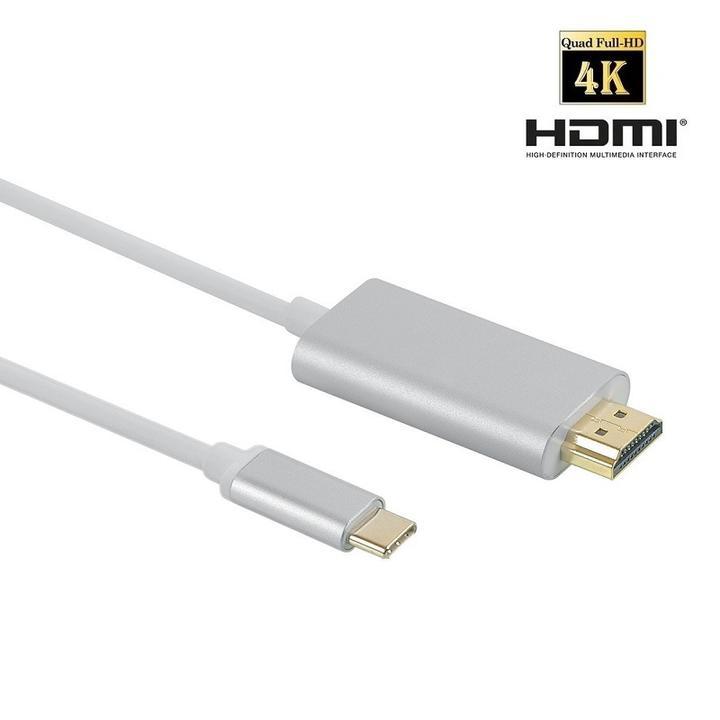 USB C-HDMI変換ケーブル 4K2K オスーオス 1.8m USB 3.1 TypeC to HDMI 4K2Kコンバータ アダプタ　シルバー_画像1