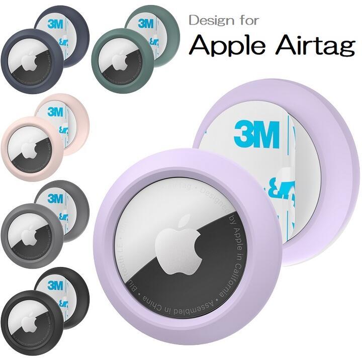 Apple AirTag用 3M 強力粘着 硬質PC内蔵 シリコンホルダーケースCompatible with Appleエアタグ アクセサリー 紫_画像1