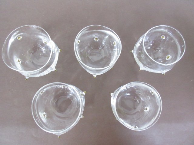 正規品販売! 吉本雅塵 作「グラス5客セット」サイン入り 口径約7.5cm 高さ約 工芸ガラス