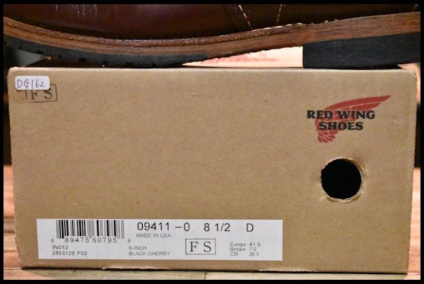 【8.5D 箱付 良品 19年】レッドウィング 9411 ベックマン ブラックチェリー フェザーストーン プレーントゥ ブーツ redwing HOPESMORE_画像10