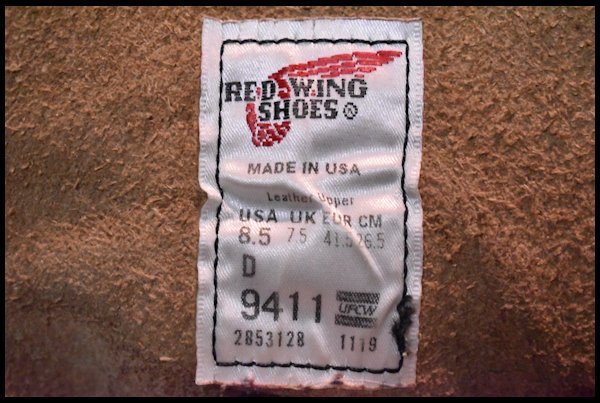 【8.5D 箱付 良品 19年】レッドウィング 9411 ベックマン ブラックチェリー フェザーストーン プレーントゥ ブーツ redwing HOPESMORE_画像9