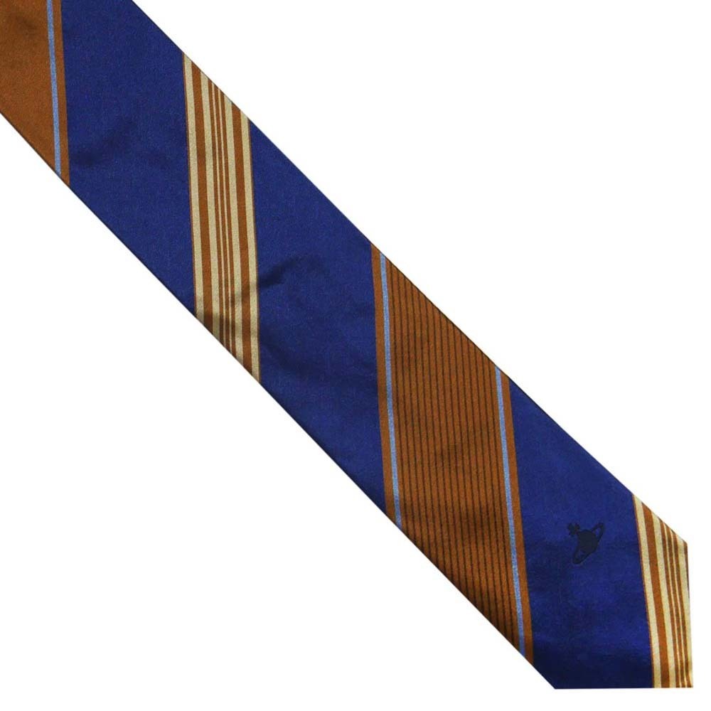  Vivienne Westwood галстук AW2021 модель 81050004 W001H K408-INDACOBLUE 8.5cm INDACOBLUE оттенок голубого полоса 