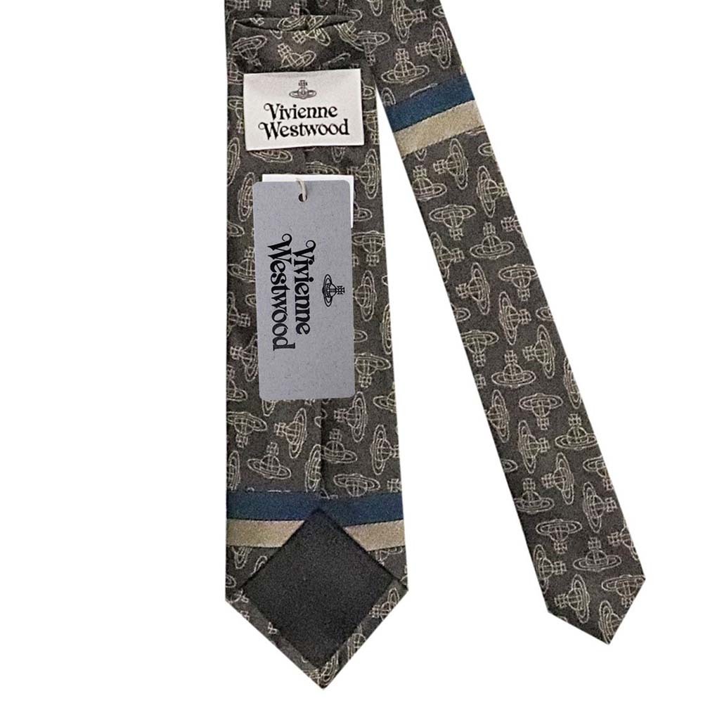  Vivienne Westwood галстук AW2022 модель S81050001 W00CD P401-GREY примерно 7cm тонкий o-b Logo 