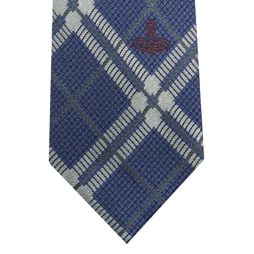  Vivienne Westwood галстук AW2022 модель S81050004 W00C4 K410-NAVYBLUE примерно 8.5cm в клетку популярный высококлассный бренд мужской мужской 