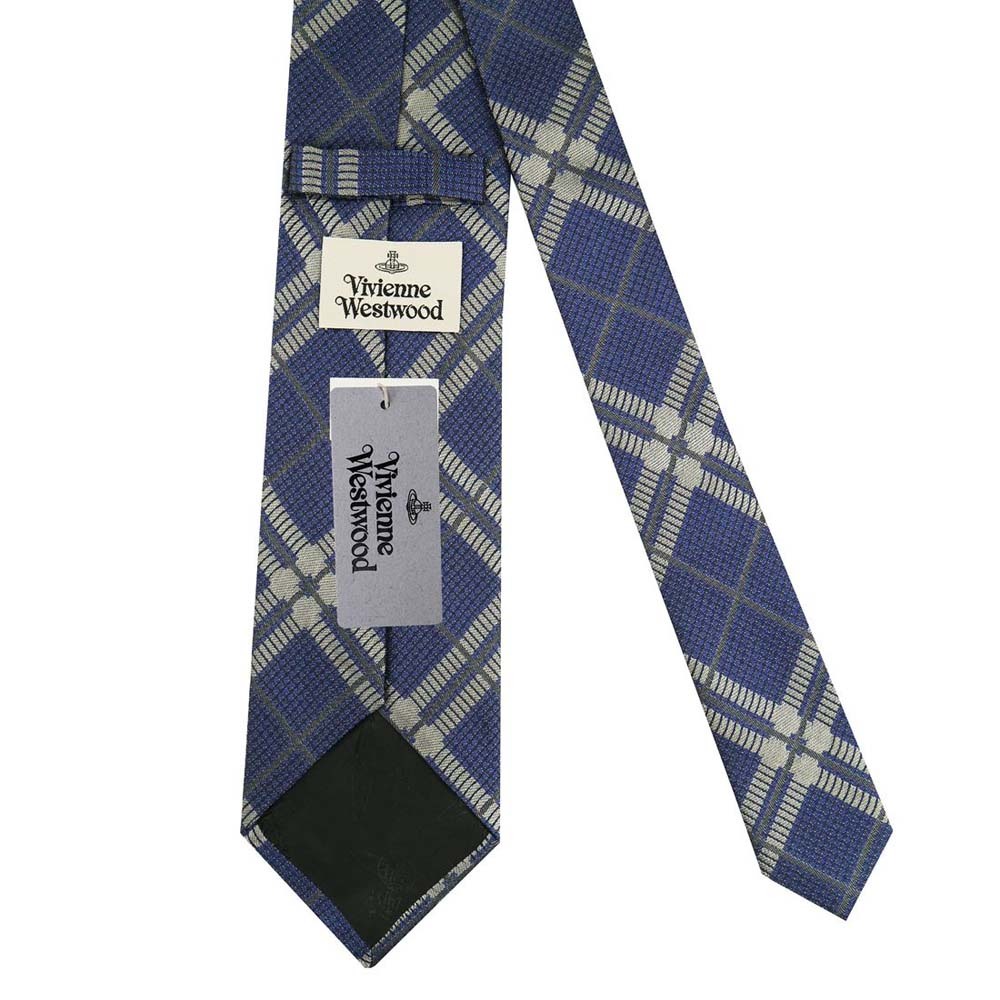  Vivienne Westwood галстук AW2022 модель S81050004 W00C4 K410-NAVYBLUE примерно 8.5cm в клетку популярный высококлассный бренд мужской мужской 