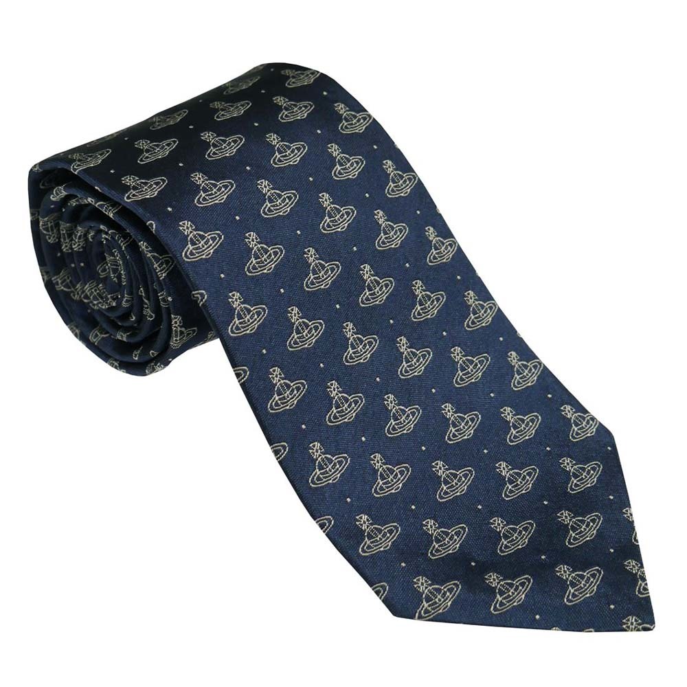  Vivienne Westwood галстук AW2022 модель S81050004 W00CH K410-NAVYBLUE примерно 8.5cmo-b Logo популярный высококлассный бренд мужской мужской 