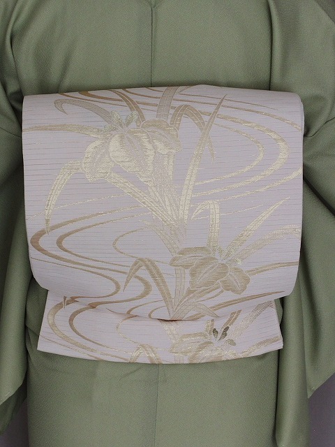 ポリエステル絽袋帯 H0426-02 送料無料 夏の袋帯 夏の白地の袋帯 夏用袋帯 お仕立済です