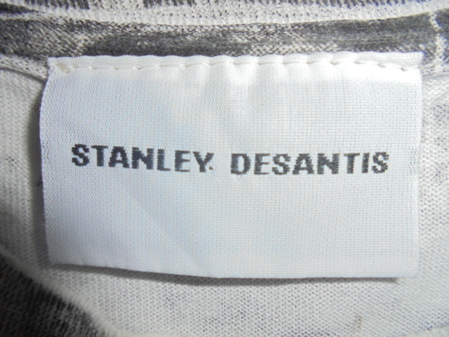 '90s ヴィンテージ STANLEY DESANTIS スタンリー・デサンティス Tシャツ 綿 100% MADE IN U.S.A. アメリカ 米国製 顔写真 総柄 半袖 白 黒_画像4