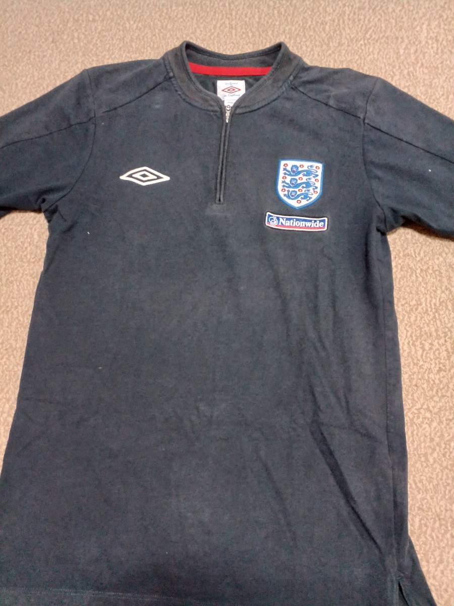 umbro サッカー イングランド代表 Tシャツ S アンブロ 正規品 ハーフジップ DESCENTE デサント プラシャツ 英国 シアラー ガスコインの画像1