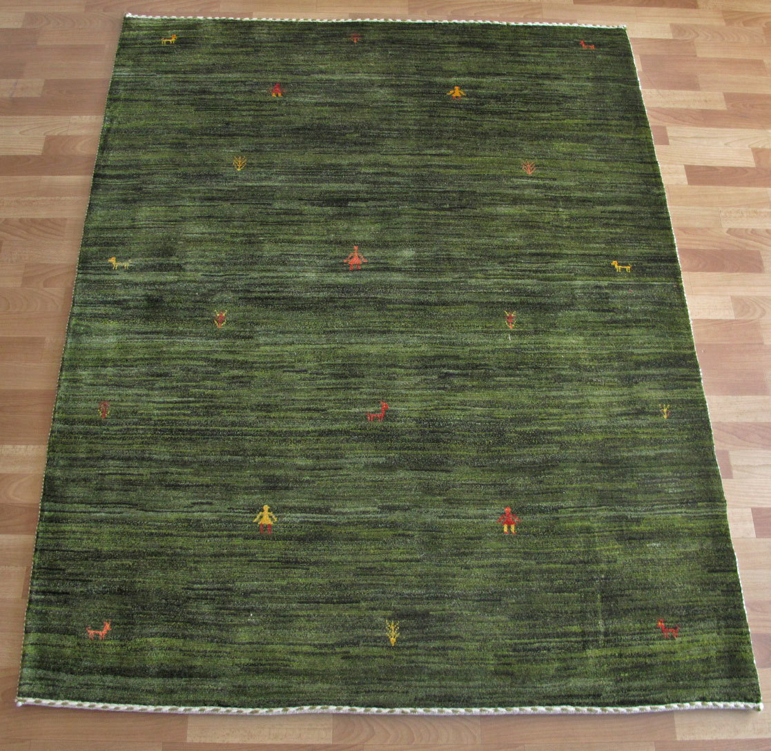 ギャッベ イラン製 ゾランヴァリ/アマレ 197×155cm 手織り ウール ラグ リビング ダイニング ラグマット(ZL-1499)