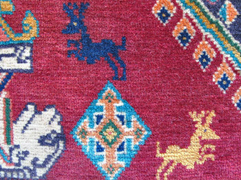イラン製 ギャッベ 65×68cm 手織り ウール100％ 座布団サイズ ミニ ラグ チェアパッド（ZP-1371）_画像4