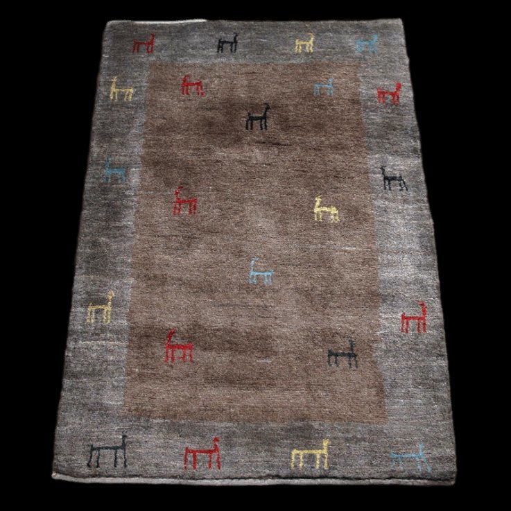 イラン製 ギャッベ ゾランヴァリ／アマレ 123×87cm 手織り ウール じゅたん　玄関マット ラグ 絨毯 ラグマット（ZS-1319）_画像8