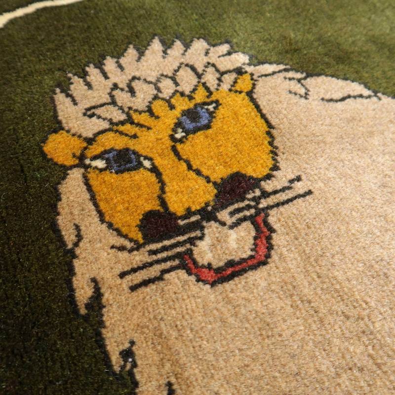 Yahoo!オークション - ライオンギャッベ イラン産 絨毯 85×106cm 手織り...