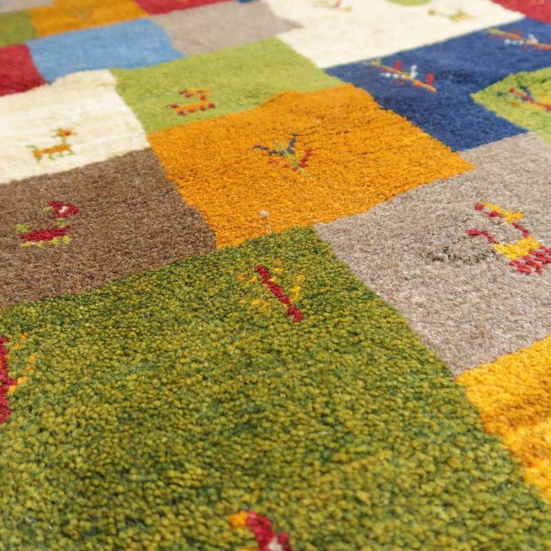 ギャッベ イラン産 絨毯 126×87cm 手織り 玄関マット ウール ラグ 天然素材 ラグマット エントランス（BS-10211）_画像5
