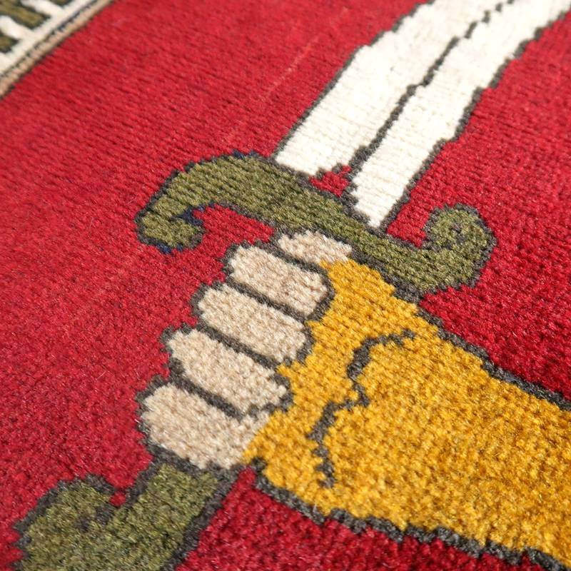 ライオンギャッベ イラン産 絨毯 80×126cm 手織り 玄関マット ウール ラグ 天然素材 ラグマット エントランス（BS-10036）_画像5