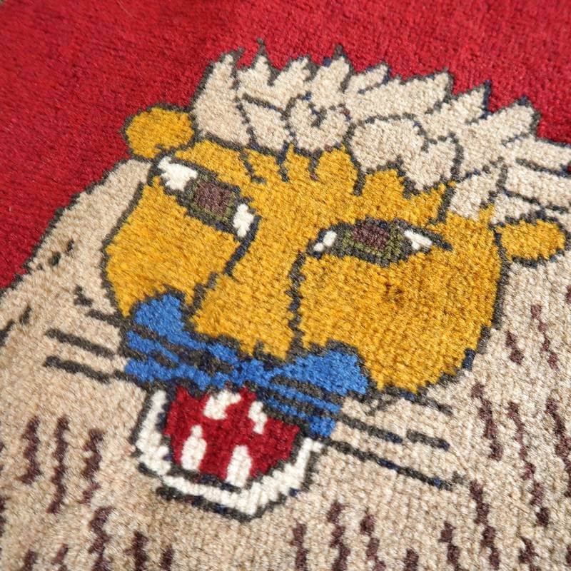 ライオンギャッベ イラン産 絨毯 80×126cm 手織り 玄関マット ウール ラグ 天然素材 ラグマット エントランス（BS-10036）_画像4