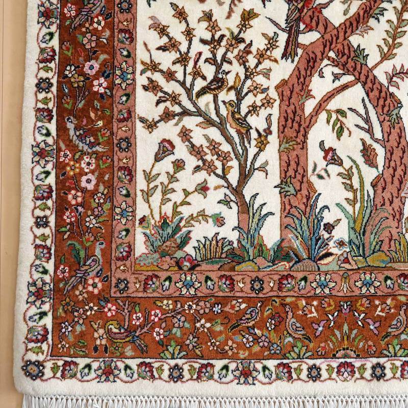 ペルシャ絨毯 イラン・ビジャー産 159×105cm 手織り ウール・シルク アクセントラグ ラグマット 本物 (品番:FM-22007)_画像6