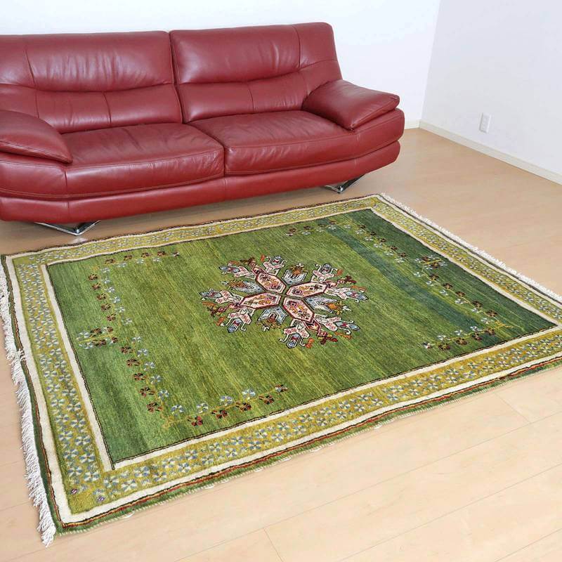 プレミアムギャッベ/ホシナマイ(ルリバフ) 203×154cm イラン産 手織り ウール ラグ リビング ダイニング 大判 (HL-71240)